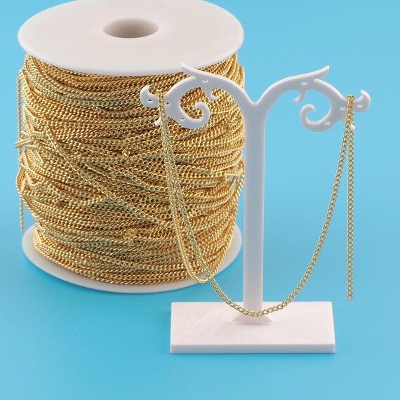 Gold Curb Chain,Special Jewelry Chain,Semi-Finished Product Chain for DIY Jewelry Making,18K Gold