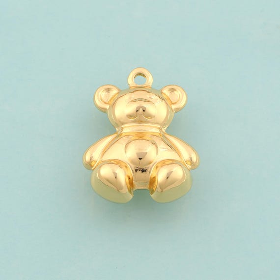Gold Puffed Bear Charms,Animal Jewelry,Bear Pendant for DIY Jewelry Making,18K Gold