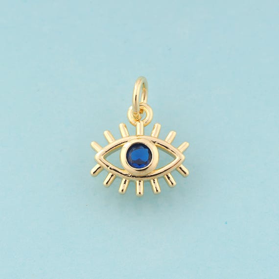 Gold CZ Evil Eye Charms,Devil Eye Jewelry,Eye Pendant for DIY Jewelry Making,18K Gold