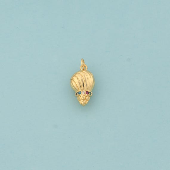 Gold CZ Conch Charms,Conch Jewelry,Conch Pendant for DIY Jewelry Making,18K Gold