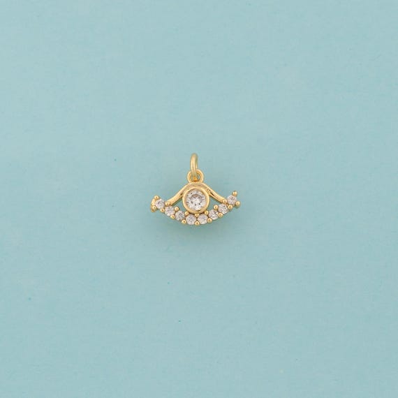 Gold CZ Evil Eye Charms,Devil Eye Jewelry,Round Pendant for DIY Jewelry Making,18K Gold