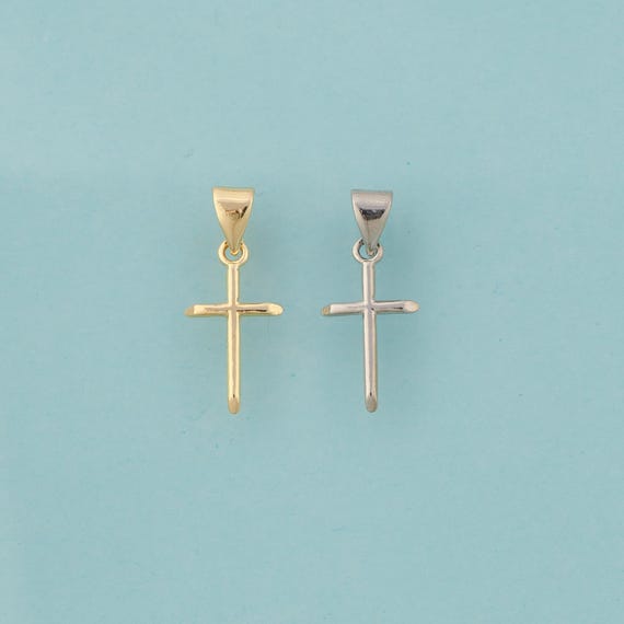 Gold Cross Charms,Religious Jewelry,Christian Pendant for DIY Jewelry Making,18K Gold