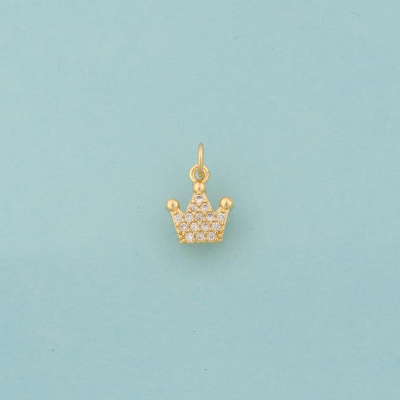 Gold CZ Crown Charms,King Crown Jewelry,Crown Pendant for DIY Jewelry Making,18K Gold