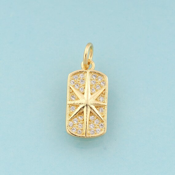 Gold CZ Polaris Charms,Star Jewelry,Polaris Pendant for DIY Jewelry Making,18K Gold