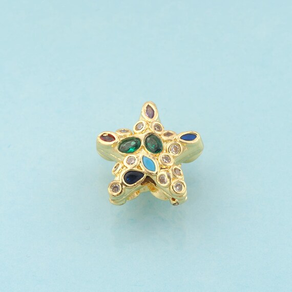 CZ Star Spacer Beads,Celestial Beads,Oval Beads for DIY Jewelry Making,18K Gold
