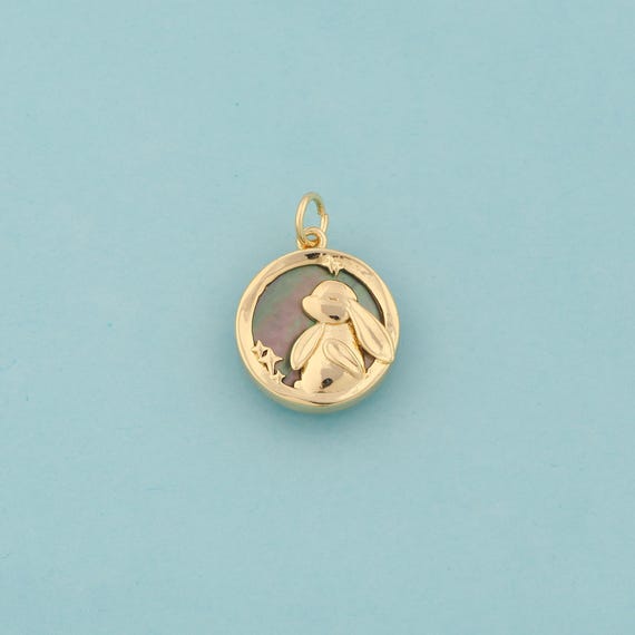 Gold Rabbit Charms,Animal Jewelry,Fritillaria Rabbit Pendant for DIY Jewelry Making,18K Gold