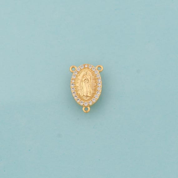 Gold CZ Virgin Mary Charms,Religious Jewelry,Catholic Pendant for DIY Jewelry Making,18K Gold