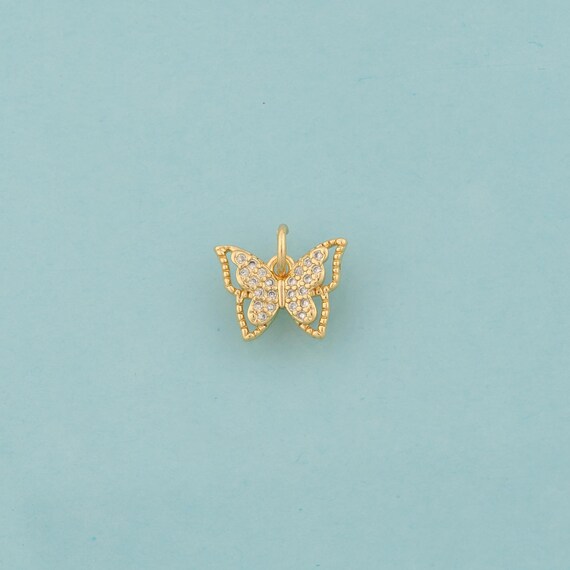 Gold CZ Butterfly Charms,Insect Jewelry,Butterfly Pendant for DIY Jewelry Making,18K Gold