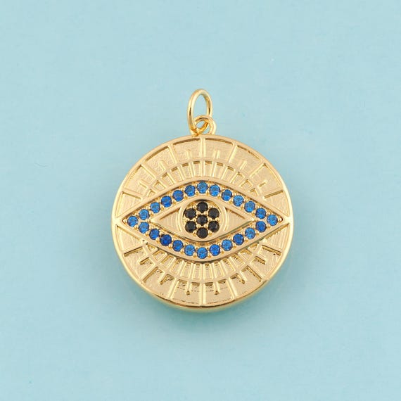 Gold CZ Evil Eye Charms,Devil Eye Jewelry,Eye Pendant for DIY Jewelry Making,18K Gold