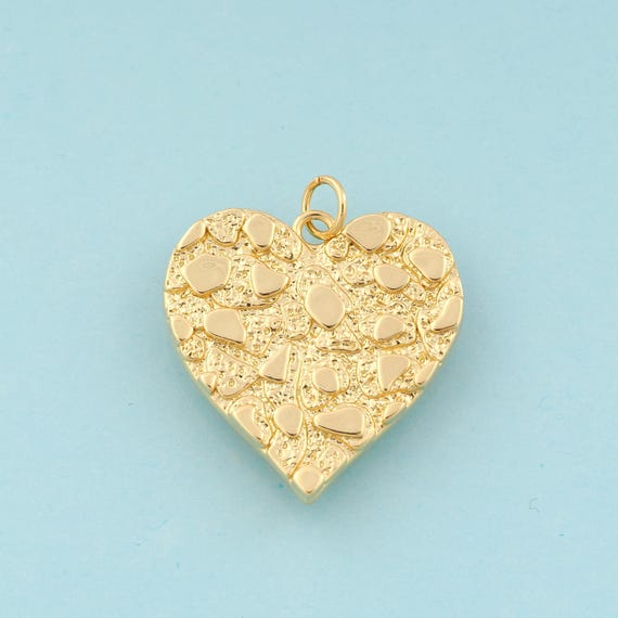 Gold Heart Charms,Minimalist Jewelry,Heart Pendant for DIY Jewelry Making,18K Gold