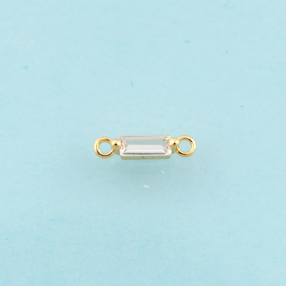 10 Pcs Gold CZ Square Connector,Stick Jewelry Connector,Square Connector for DIY Jewelry Making,18K Gold
