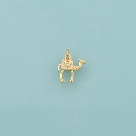 Gold CZ Camel Charms,Animal Jewelry,Camel Pendant for DIY Jewelry Making,18K Gold
