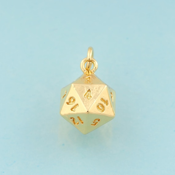 Gold Dice Charms,Dice Jewelry,Dice Pendant for DIY Jewelry Making,18K Gold