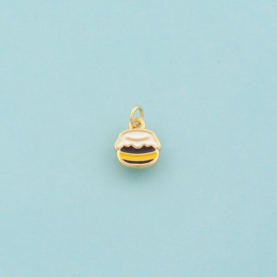 Gold Honey Charms,Honey Pot Jewelry,Enamel Honey Pendant for DIY Jewelry Making,18K Gold
