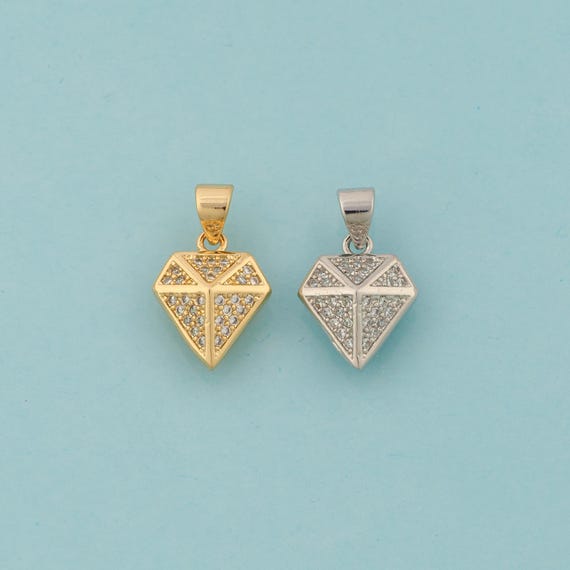 Gold CZ Diamond Charms,Diamond Jewelry,Diamond Pendant for DIY Jewelry Making,18K Gold