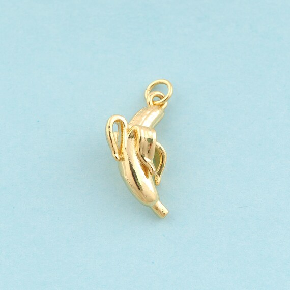 Gold Banana Charms,Fruit Jewelry,Banana Pendant for DIY Jewelry Making,18K Gold