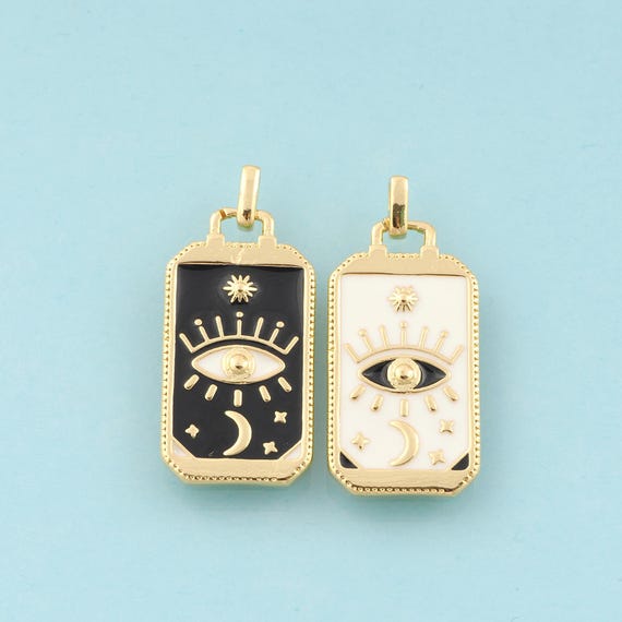 Gold Enamel Evil Eye Charms,,Moon Jewelry,Star Pendant for DIY Jewelry Making,18K Gold