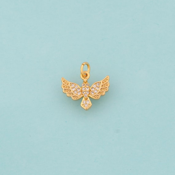 Gold CZ Bald Eagle Charms,Bald Eagle Jewelry,Bald Eagle Pendant for DIY Jewelry Making,18K Gold