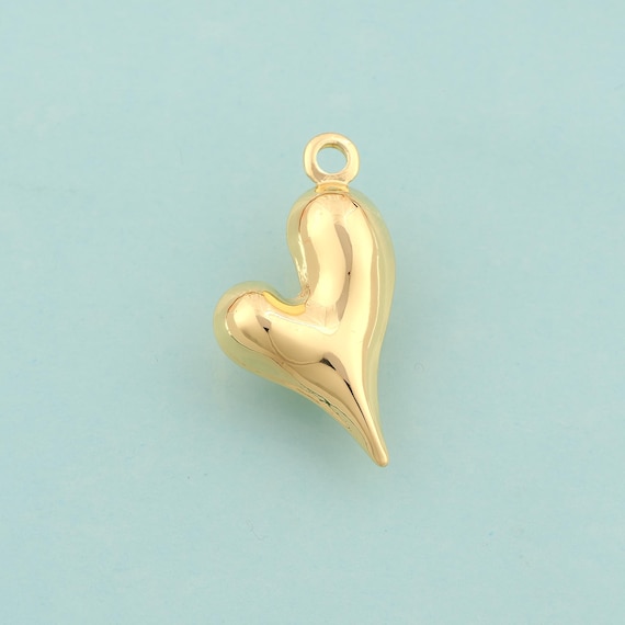 Gold Puffed Heart Charms,Love Jewelry,Heart Pendant for DIY Jewelry Making,18K Gold