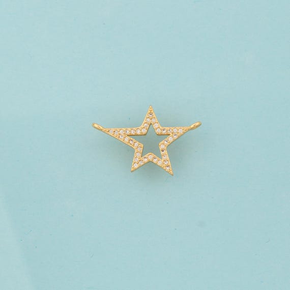 Gold CZ Star Charms,Star Jewelry,Star Pendant for DIY Jewelry Making,18K Gold