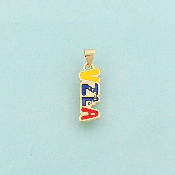 Gold Venezuela Charms,VZLA Jewelry,Enamel Letter Pendant for DIY Jewelry Making,18K Gold