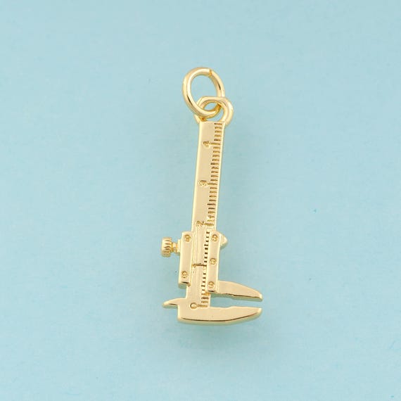 Gold Caliper Charms,Caliper Jewelry,Caliper Pendant for DIY Jewelry Making,18K Gold