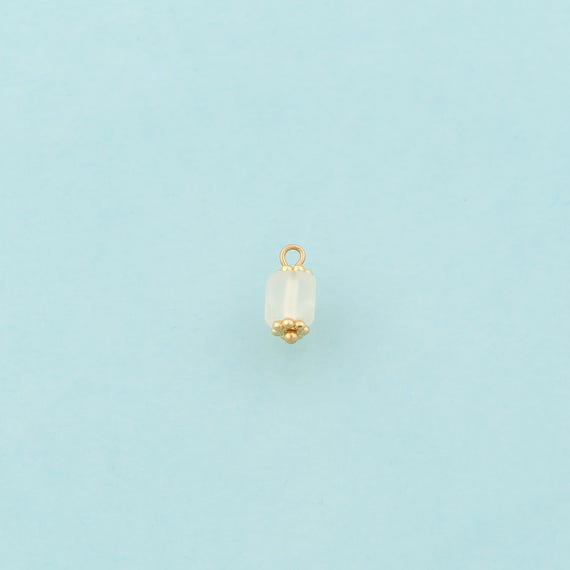 Gold Energy Stone Charms,Natural Stone Jewelry,White Agate Pendant for DIY Jewelry Making,18K Gold