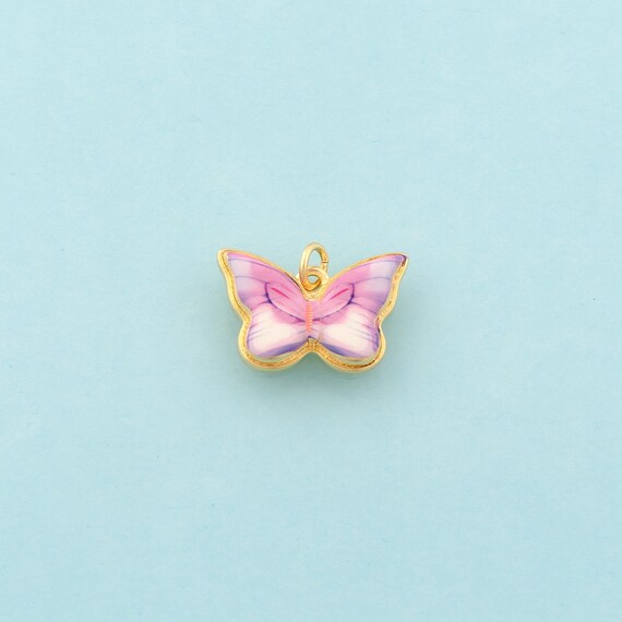 Gold Butterfly Charms,Insect Jewelry,Enamel Butterfly Pendant for DIY Jewelry Making,18K Gold