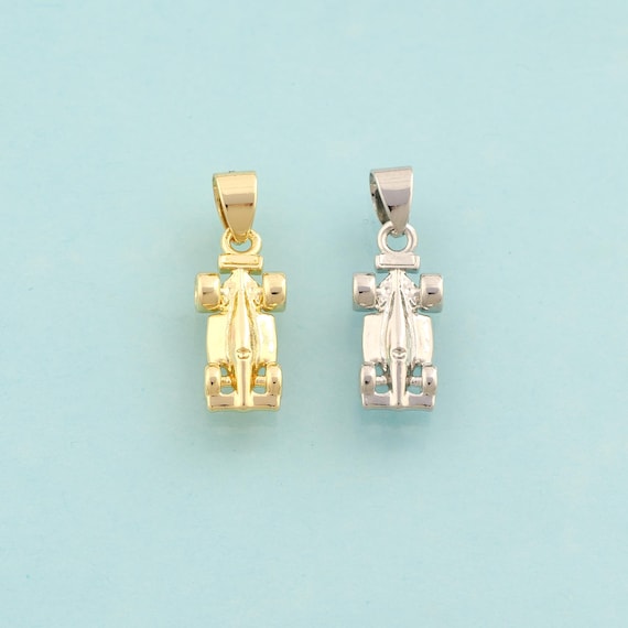Gold Racing Charms,F1 Racing Jewelry,Racing Pendant for DIY Jewelry Making,18K Gold