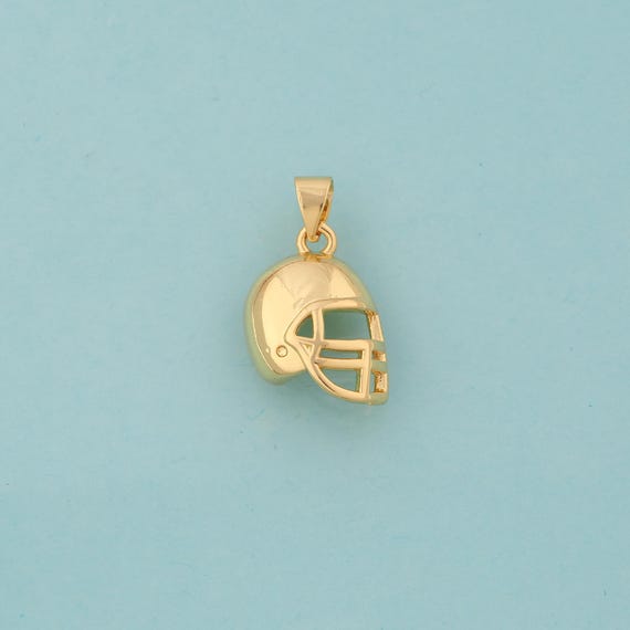 Gold Rugby Helmet Charms,Sports Jewelry,Rugby Helmet Pendant for DIY Jewelry Making,18K Gold