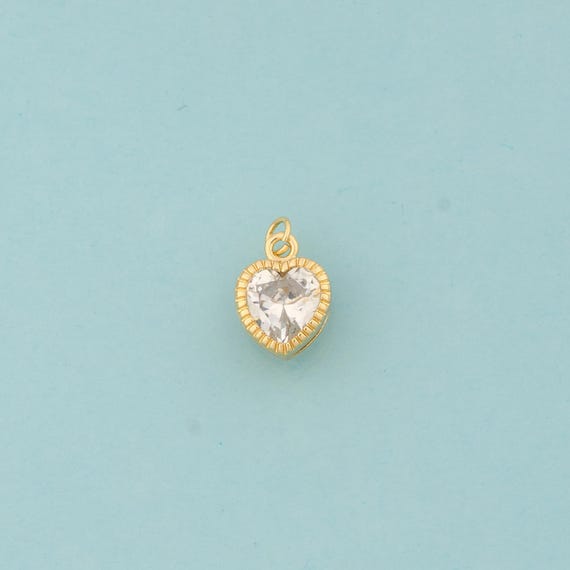 Gold CZ Heart Charms,Minimalist Jewelry,Love Pendant for DIY Jewelry Making,18K Gold