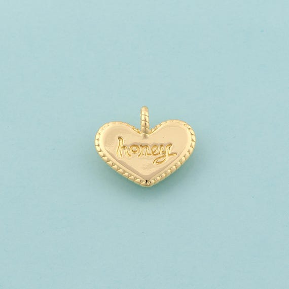 Gold Heart Charms,Love Jewelry,Letter Pendant for DIY Jewelry Making,18K Gold