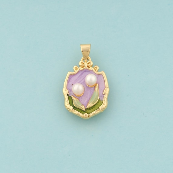 Gold Leaf Charms,Mirror Jewelry,Enamel Leaf Pendant for DIY Jewelry Making,18K Gold