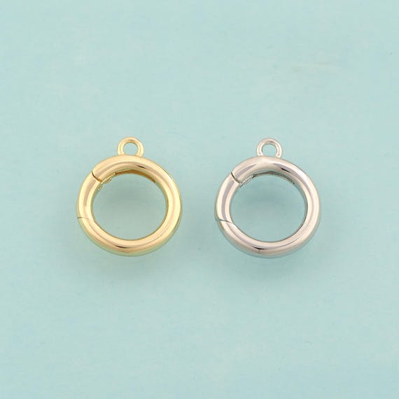 Gold Push Door Clasp,Spring Jewelry Clasp,Round Clasp for DIY Jewelry Making,18K Gold & Rhodium