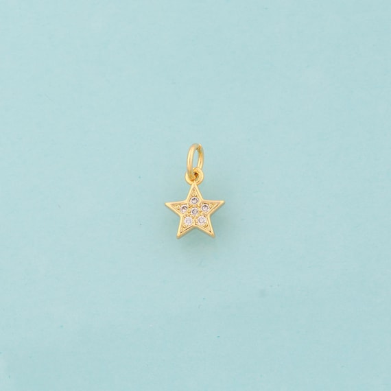 Gold CZ Star Charms,Star Jewelry,Star Pendant for DIY Jewelry Making,18K Gold