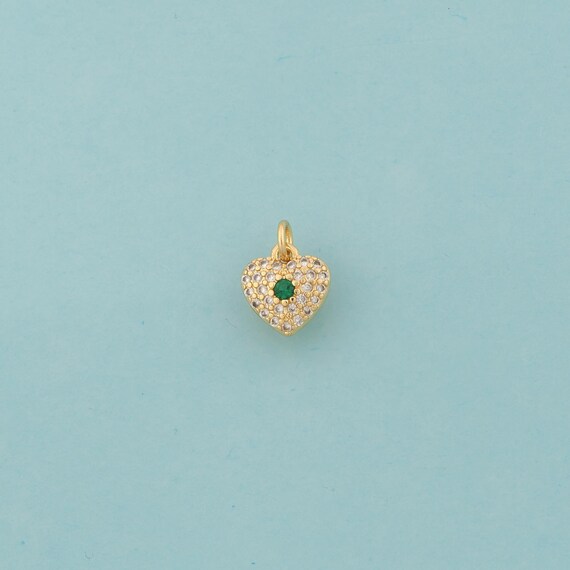 Gold CZ Heart Charms,Love Jewelry,Heart Pendant for DIY Jewelry Making,18K Gold