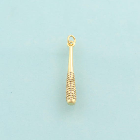 Gold CZ Baseball Bat Charms,Sports Jewelry,Baseball Pendant for DIY Jewelry Making,18K Gold