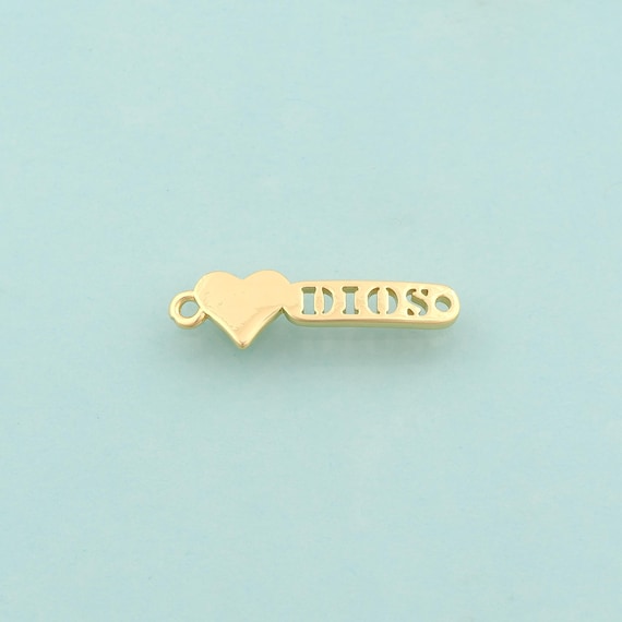 Gold DIOS Connector,Heart Jewelry Connector,Letter Connector for DIY Jewelry Making,18K Gold