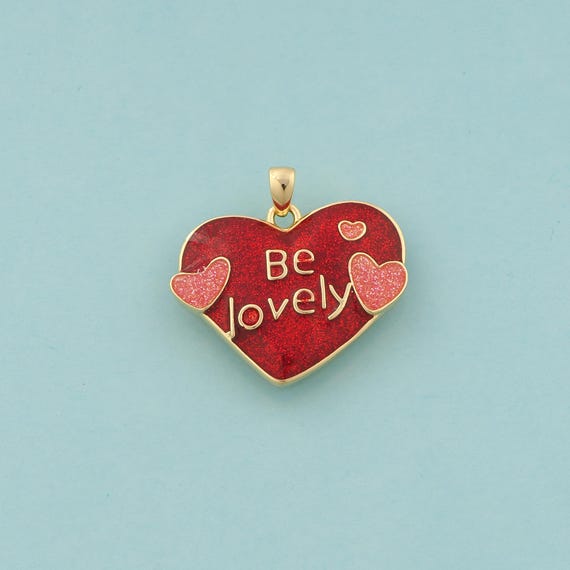 Gold Heart Charms,Love Jewelry,Enamel Letter Pendant for DIY Jewelry Making,18K Gold