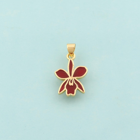 Gold Venezuela Flower Charms,Venezuela Jewelry,Enamel Flower Pendant for DIY Jewelry Making,18K Gold
