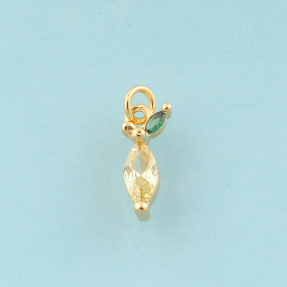 Gold CZ Mango Charms,Fruit Jewelry,Mango Pendant for DIY Jewelry Making,18K Gold