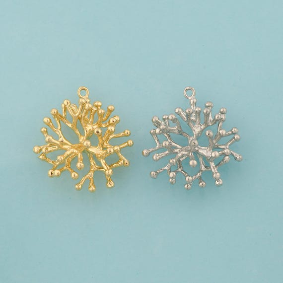 Gold Coral Charms,Coral Jewelry,Coral Pendant for DIY Jewelry Making,18K Gold