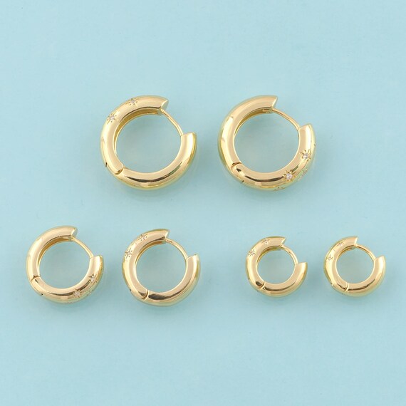 Gold CZ Hoop Earrings,Hugging Hoop Jewelry Earrings,Hoop Earrings,Gift for Her,18K Gold