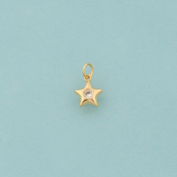 5 pcs Gold CZ Star Charms,Celestial Jewelry,Starburst Pendant for DIY Jewelry Making,18K Gold
