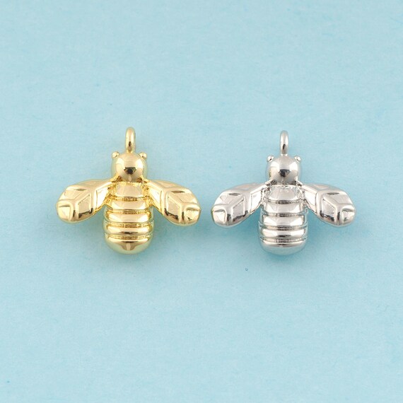 Gold Bee Charms,Bee Jewelry,Bee Pendant for DIY Jewelry Making,18K Gold & Rhodium