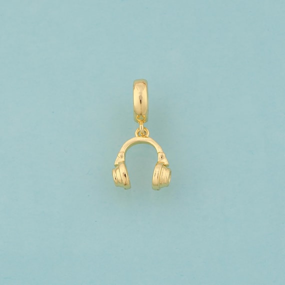 Gold CZ Headphone Charms,Headphone Jewelry,Headphone Pendant for DIY Jewelry Making,18K Gold