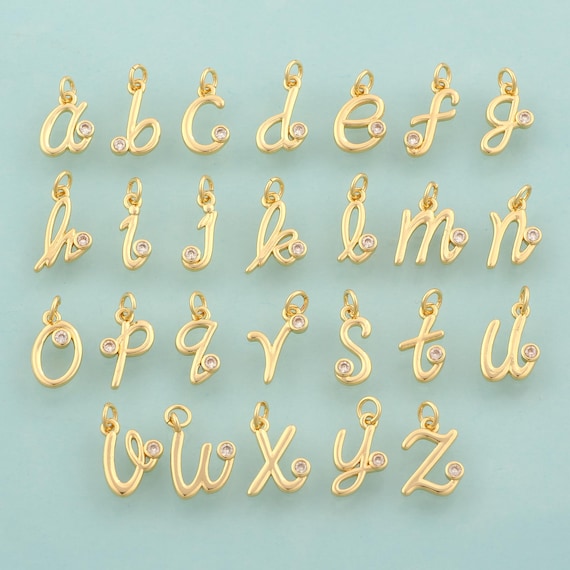 Gold CZ Letter Charms,Initial Jewelry,Letter Pendant for DIY Jewelry Making,18K Gold