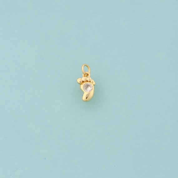 5 pcs Gold CZ Footprint Charms,Foot Jewelry,Footprint Pendant for DIY Jewelry Making,18K Gold