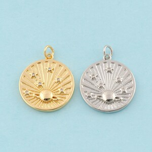 Gold Saturn Charms,Star Jewelry,Round Pendant for DIY Jewelry Making,18K Gold & Rhodium