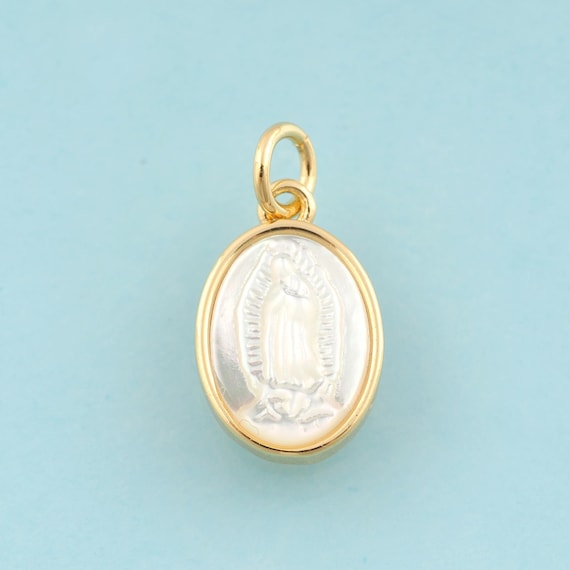 Gold Fritillary Virgin Mary Charms,Religious Jewelry,Catholic Pendant for DIY Jewelry Making,18K Gold